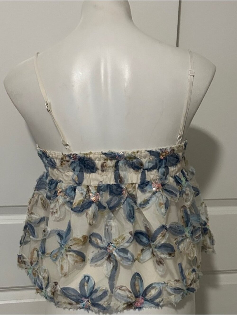 Cream and Blue Floral Camisole - Picture 2 of 2